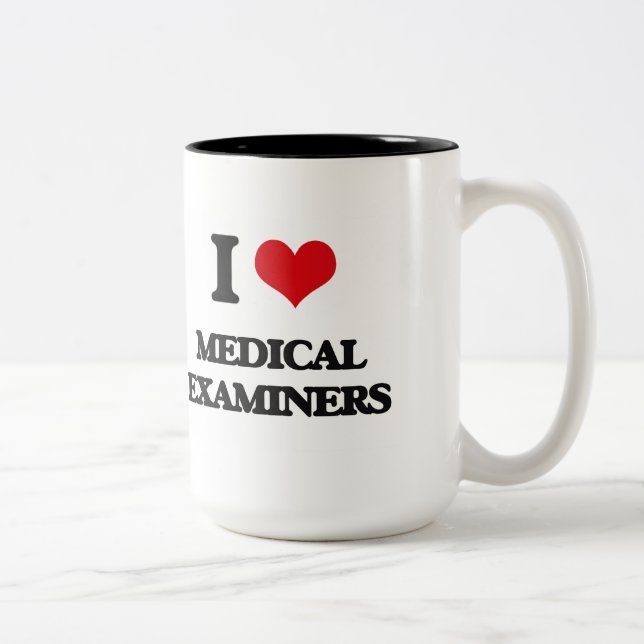Tasse 2 Couleurs J'aime les médecins examinateurs (Droit)