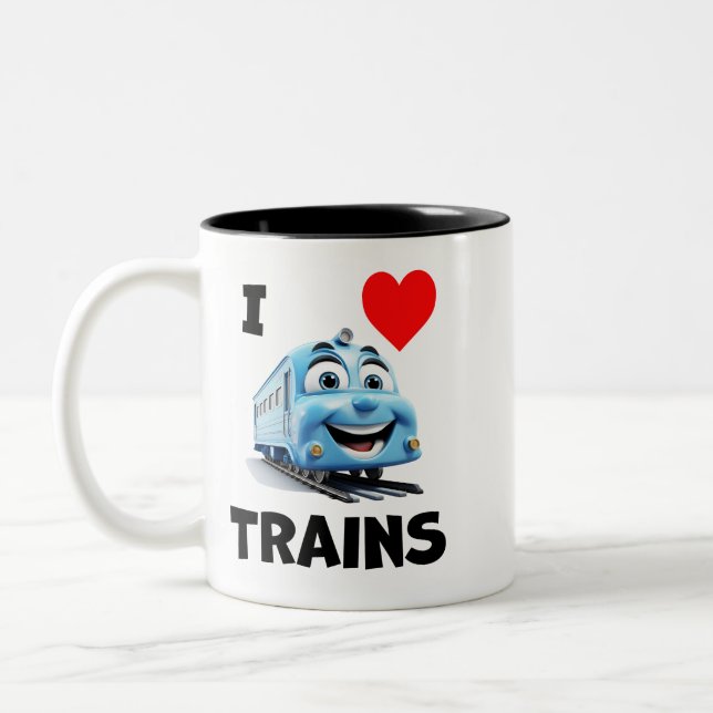 Tasse 2 Couleurs J'aime les trains (Gauche)