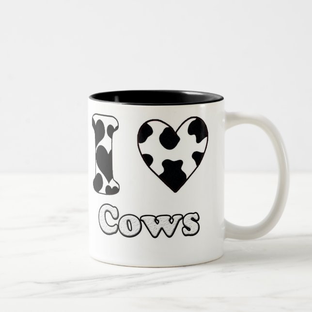 Tasse 2 Couleurs J'aime les vaches (Droit)