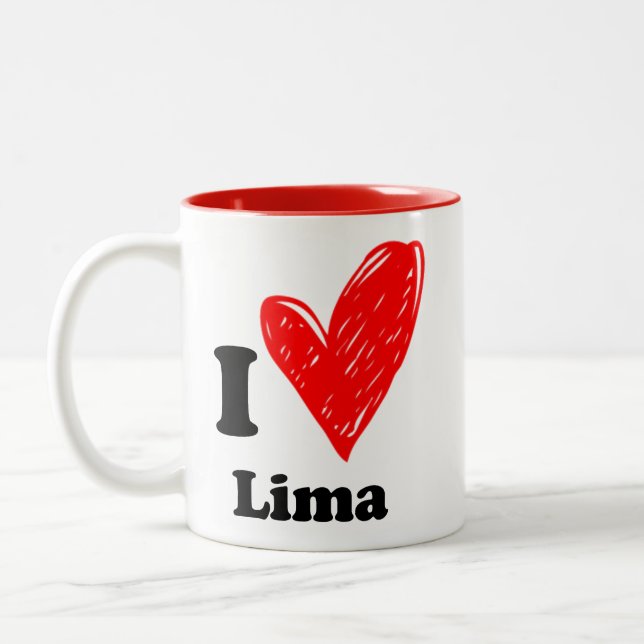 Tasse 2 Couleurs J'aime Lima (Gauche)