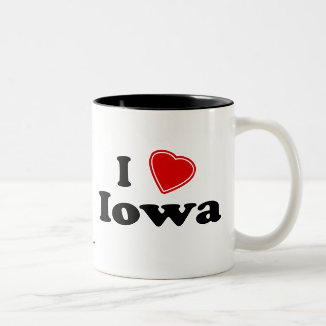Tasse 2 Couleurs J'aime l'Iowa (Droit)