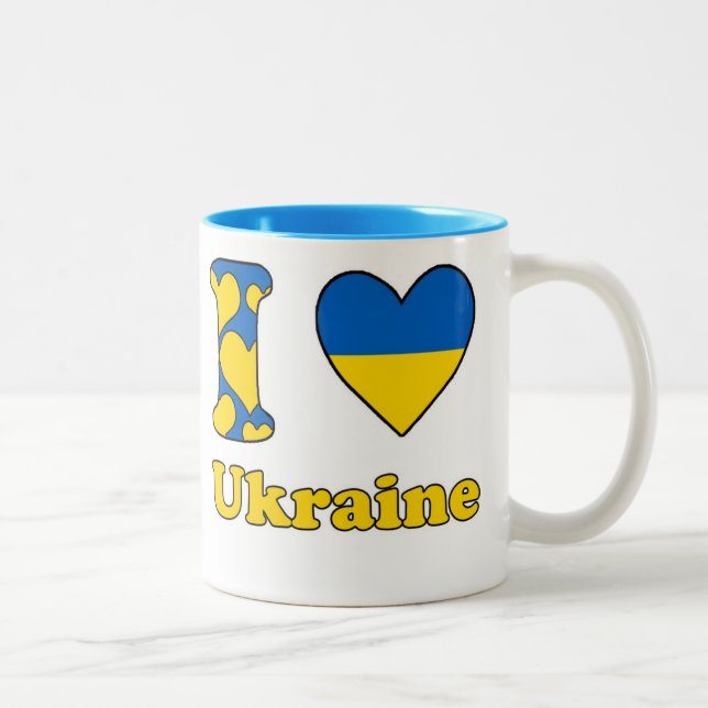 Tasse 2 Couleurs J'aime l'Ukraine (Droit)