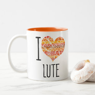 Tasse 2 Couleurs J'Aime Lute Orange Mandala Heart