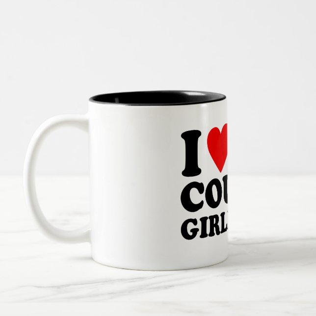 Tasse 2 Couleurs J'aime ma copine cougar - Conception de texte (Gauche)