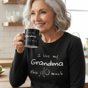 Tasse 2 Couleurs J'aime ma grand-mère Typographie Nommé Graphique N