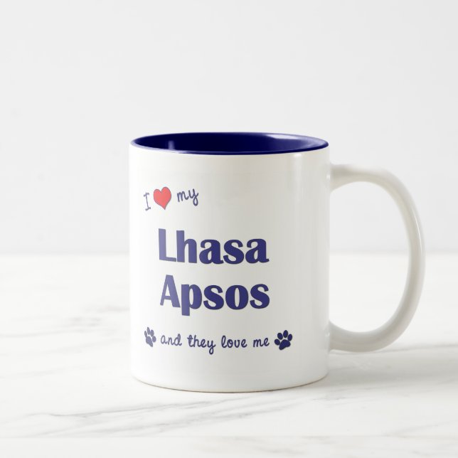 Tasse 2 Couleurs J'aime ma Lhasa Apsos (les chiens multiples) (Droit)