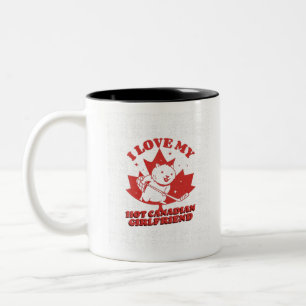 Tasse 2 Couleurs J'Aime Ma Petite Amie Canadienne Chaude