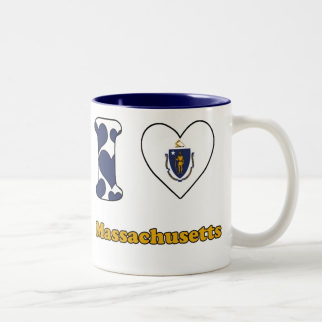 Tasse 2 Couleurs J'aime Massachusetts (Droit)