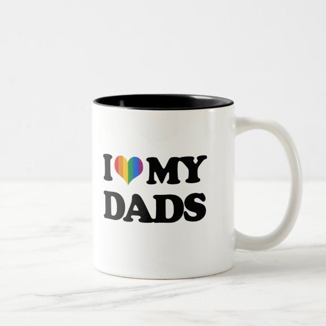 Tasse 2 Couleurs J'aime mes papas (Droit)