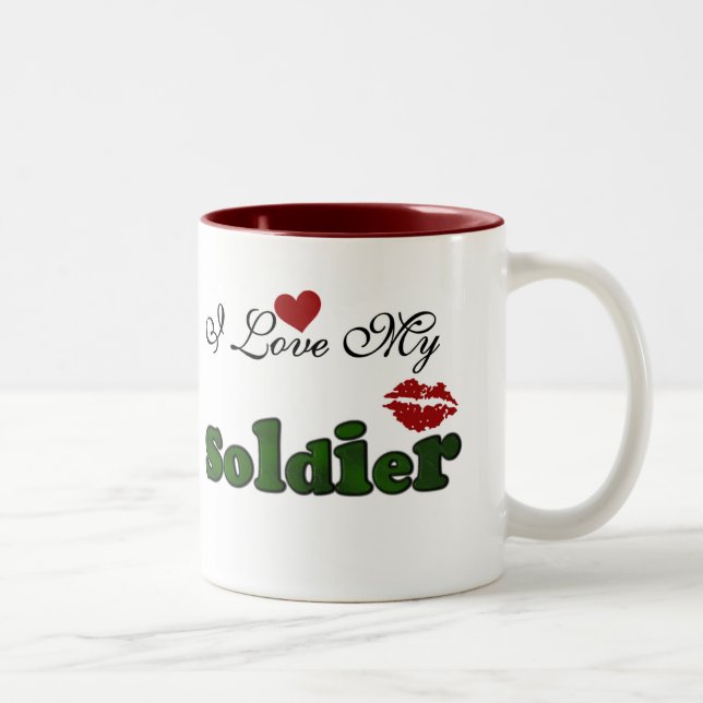 Tasse 2 Couleurs J'aime mes T-shirts et cadeaux de soldat (Droit)
