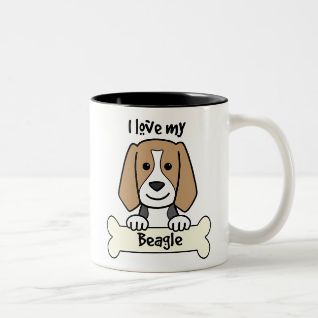 Tasse 2 Couleurs J'aime mon beagle (Droit)