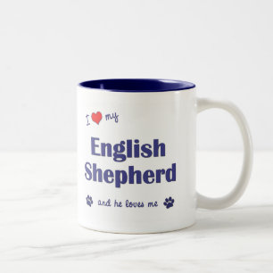 Tasse 2 Couleurs J'aime mon berger anglais (le chien masculin)