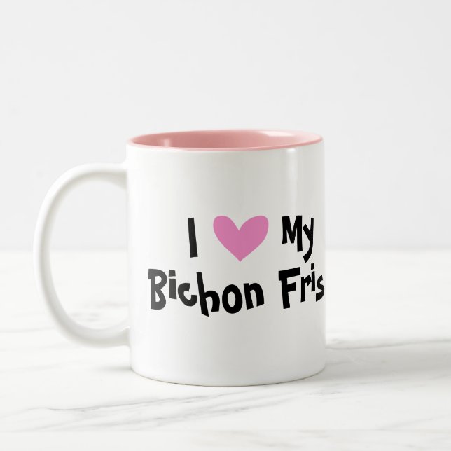 Tasse 2 Couleurs J'aime mon Bichon Frise (Gauche)