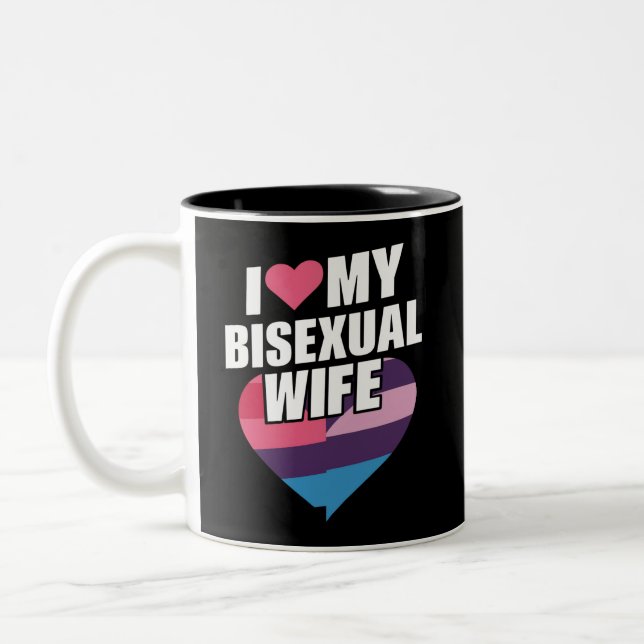 Tasse 2 Couleurs J'Aime Mon Bisexuel Femme Bi Pride Bisexual Drapea (Gauche)