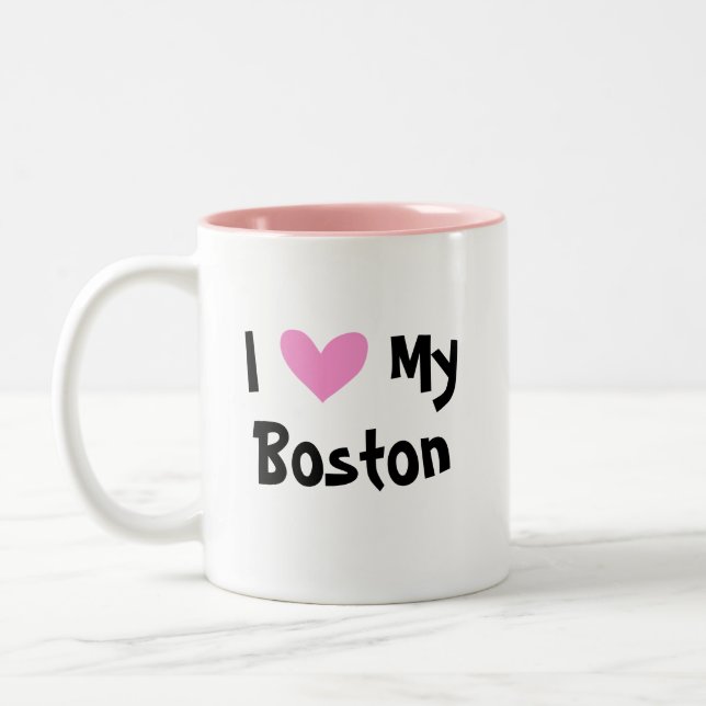 Tasse 2 Couleurs J'aime mon Boston Terrier (Gauche)