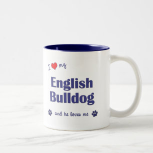 Tasse 2 Couleurs J'aime mon bouledogue anglais (le chien masculin)