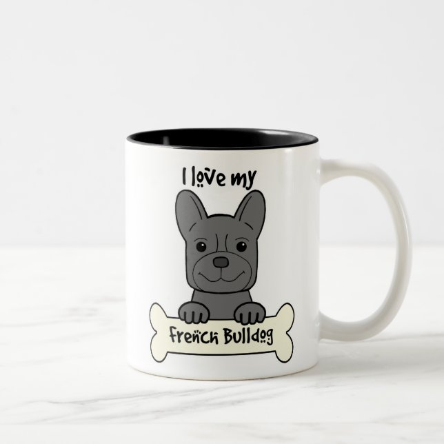 Tasse 2 Couleurs J'aime mon bouledogue français (Droit)