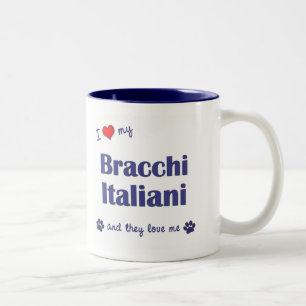 Tasse 2 Couleurs J'aime mon Bracco Italiano (les chiens multiples)