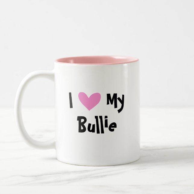 Tasse 2 Couleurs J'aime mon bull-terrier (Gauche)