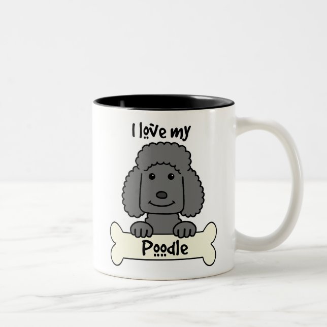 Tasse 2 Couleurs J'aime mon caniche (Droit)