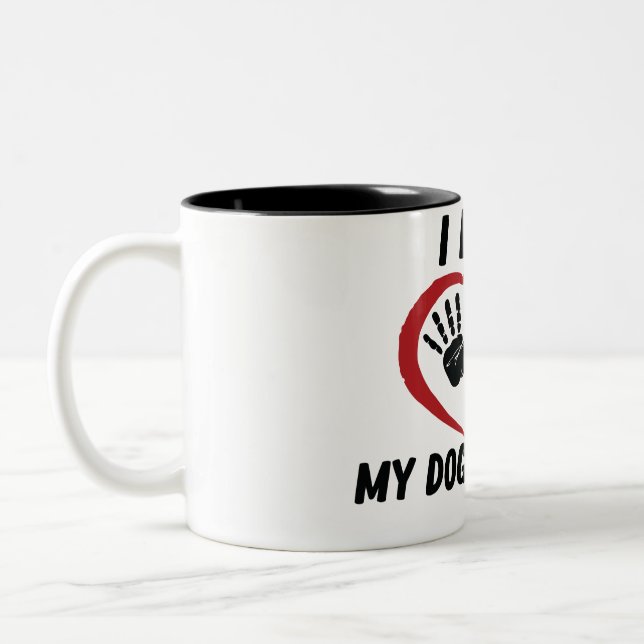 Tasse 2 Couleurs J'aime mon chien jeter l'oreiller (Gauche)