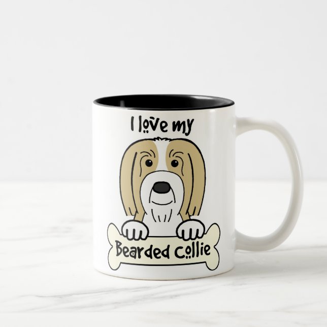 Tasse 2 Couleurs J'aime mon colley barbu (Droit)