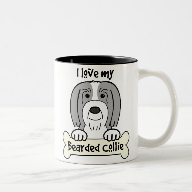 Tasse 2 Couleurs J'aime mon colley barbu (Droit)