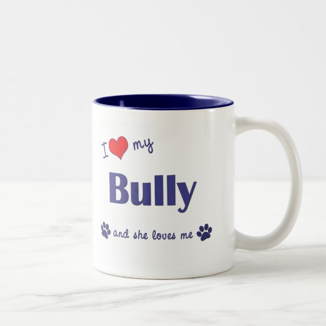 Tasse 2 Couleurs J'aime mon despote (le chien femelle) (Droit)