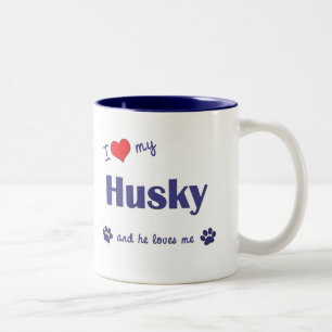 Tasse 2 Couleurs J'aime mon enroué (le chien masculin)