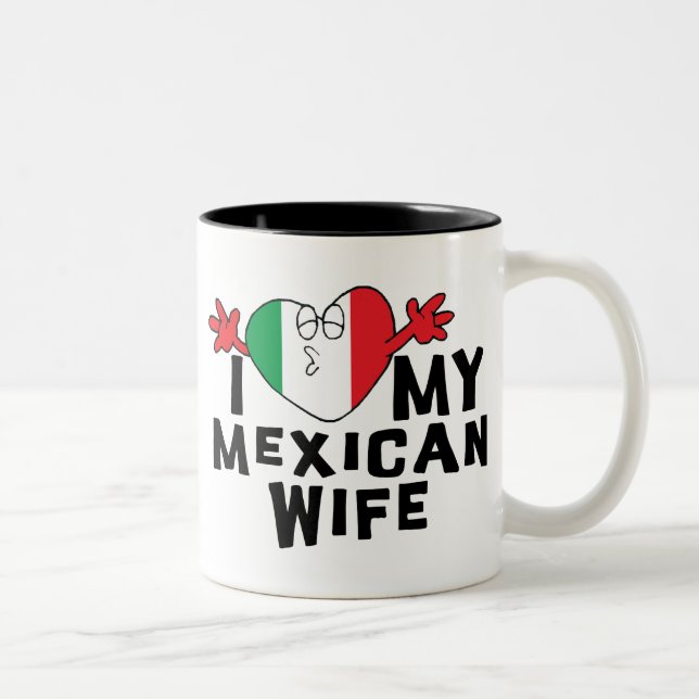 Tasse 2 Couleurs J'aime mon épouse mexicaine (Droit)