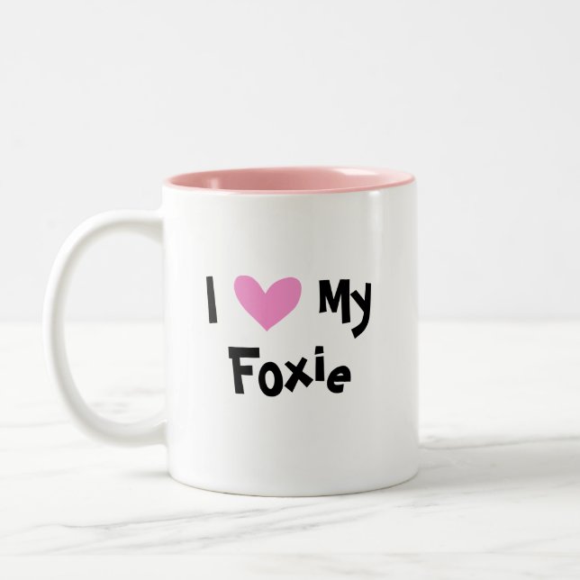 Tasse 2 Couleurs J'aime mon Fox Terrier doux (Gauche)