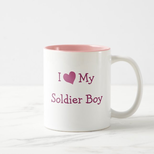 Tasse 2 Couleurs J'Aime Mon Garçon Soldat (Droit)