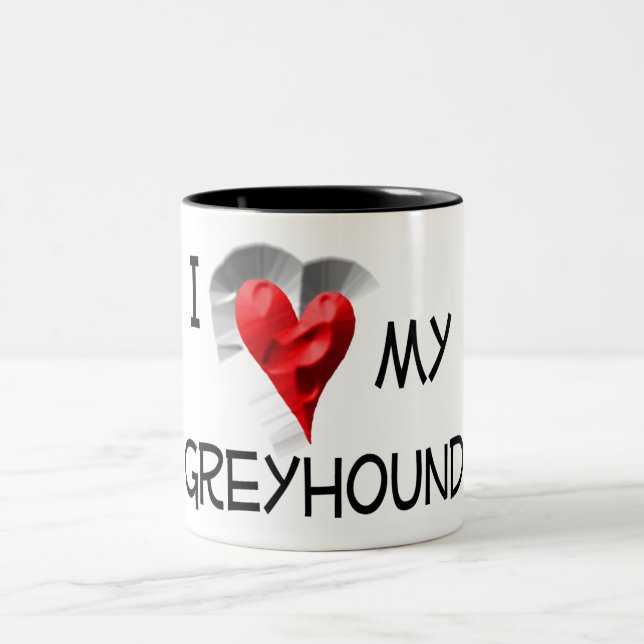 Tasse 2 Couleurs J'Aime Mon Greyhound (Centre)