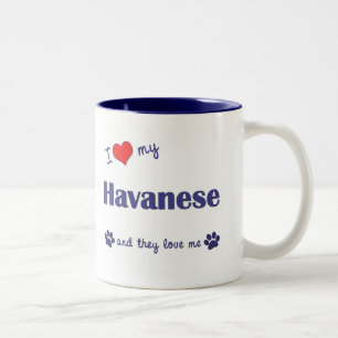 Tasse 2 Couleurs J'aime mon Havanese (les chiens multiples)