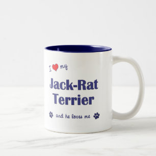 Tasse 2 Couleurs J'aime mon Jack-Rat Terrier (le chien masculin)