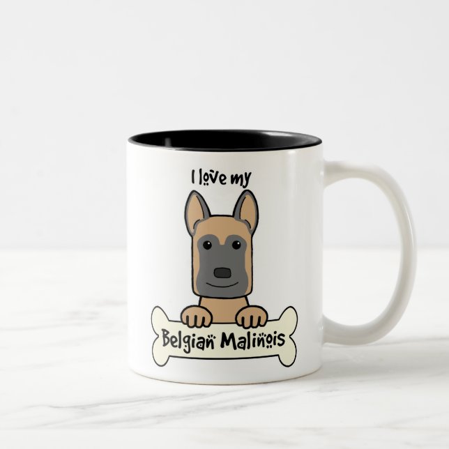 Tasse 2 Couleurs J'aime mon Malinois belge (Droit)