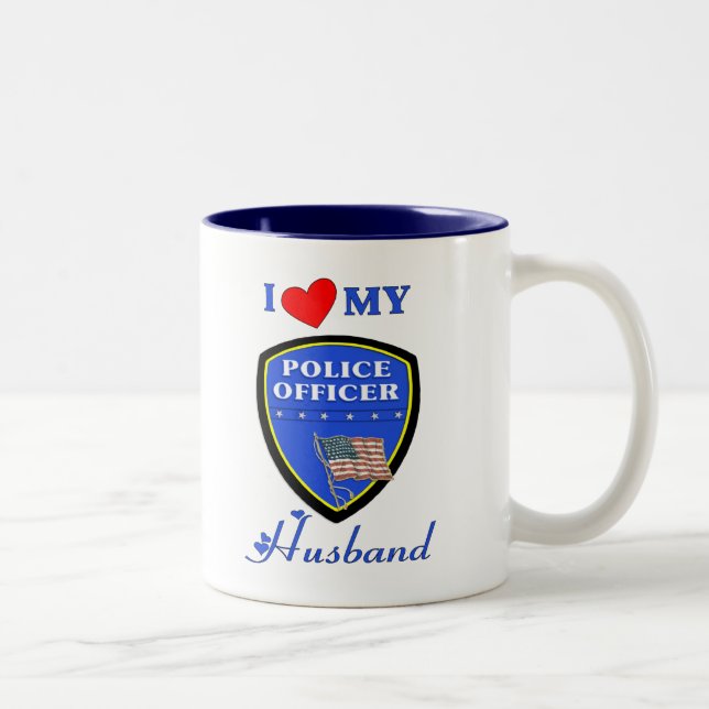 Tasse 2 Couleurs J'aime mon mari de police (Droit)