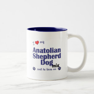 Tasse 2 Couleurs J'aime mon mélange anatolien de chien de berger