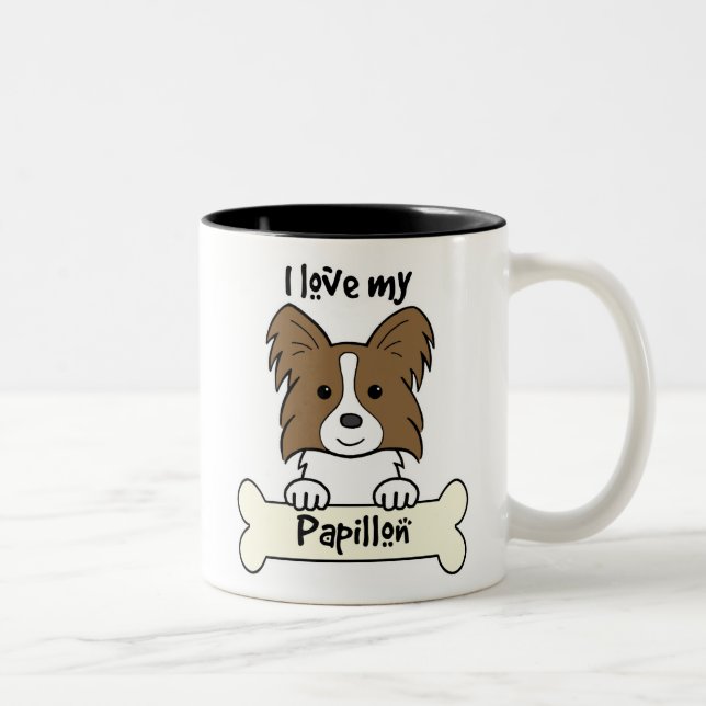 Tasse 2 Couleurs J'aime mon Papillon (Droit)