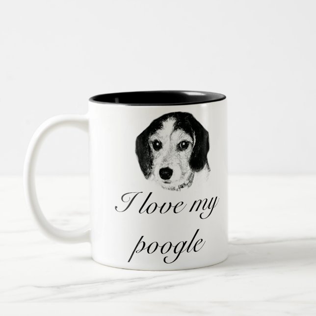 Tasse 2 Couleurs J'aime mon poogle  (Gauche)