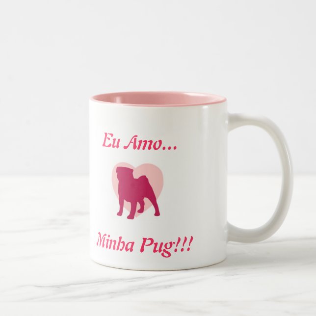 Tasse 2 Couleurs J'aime Mon Pug ! (Droit)