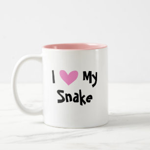 Tasse 2 Couleurs J'aime mon serpent (nom d'espèce personnalisé)