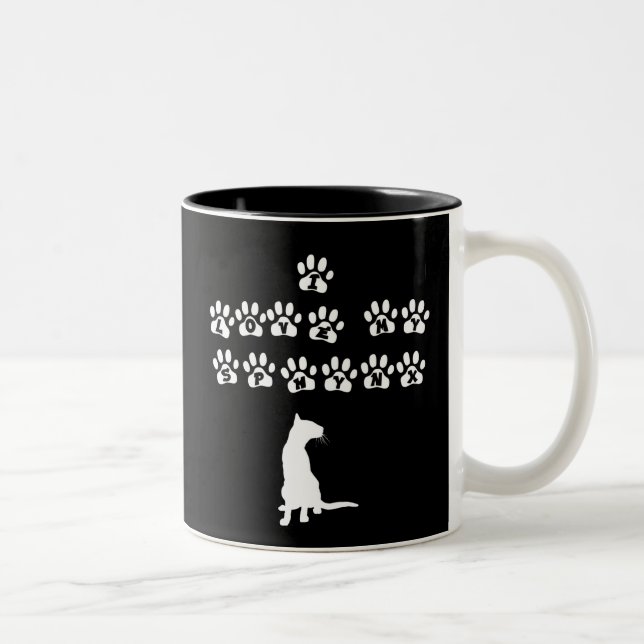 Tasse 2 Couleurs J'aime mon Sphynx--Texte blanc (Droit)