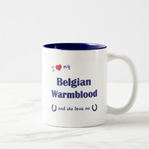 Tasse 2 Couleurs J'aime mon Warmblood belge (le cheval femelle)