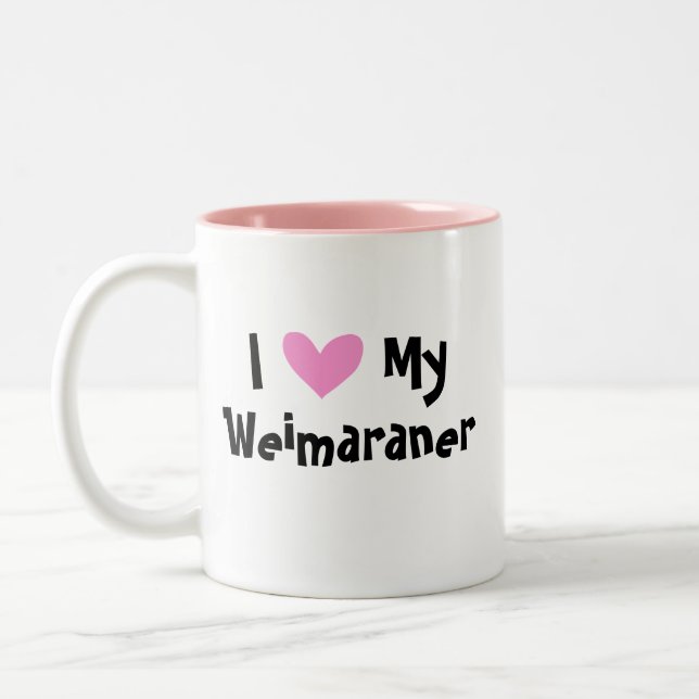 Tasse 2 Couleurs J'aime mon Weimaraner (Gauche)