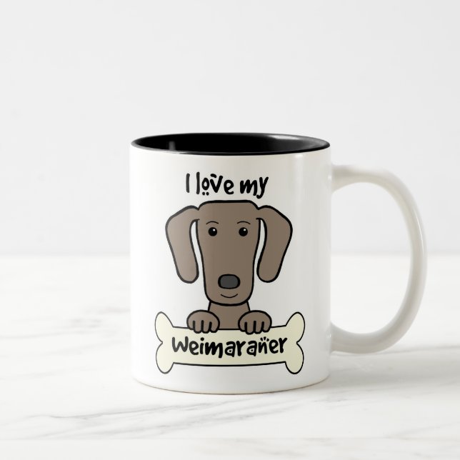 Tasse 2 Couleurs J'aime mon Weimaraner (Droit)