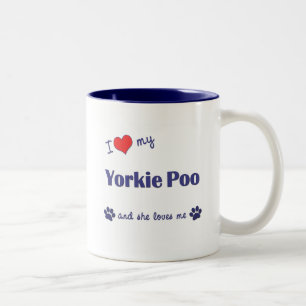 Tasse 2 Couleurs J'aime mon Yorkie Poo (le chien femelle)