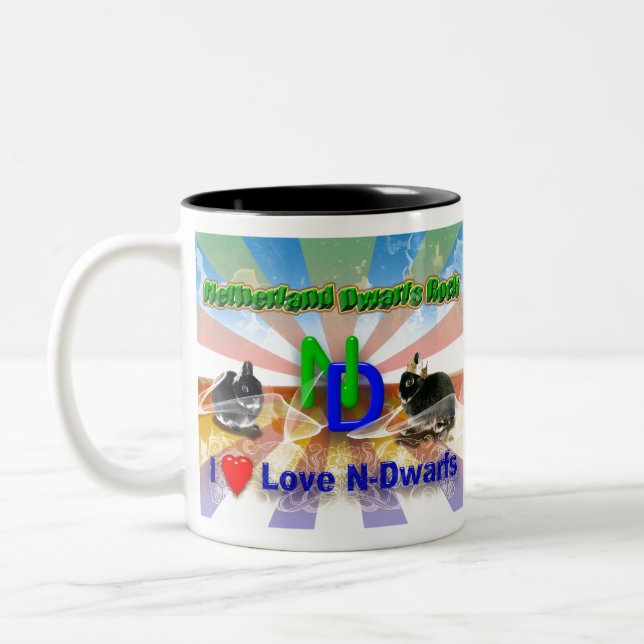Tasse 2 Couleurs J'aime Netherland Dwarf Bunnies (Gauche)