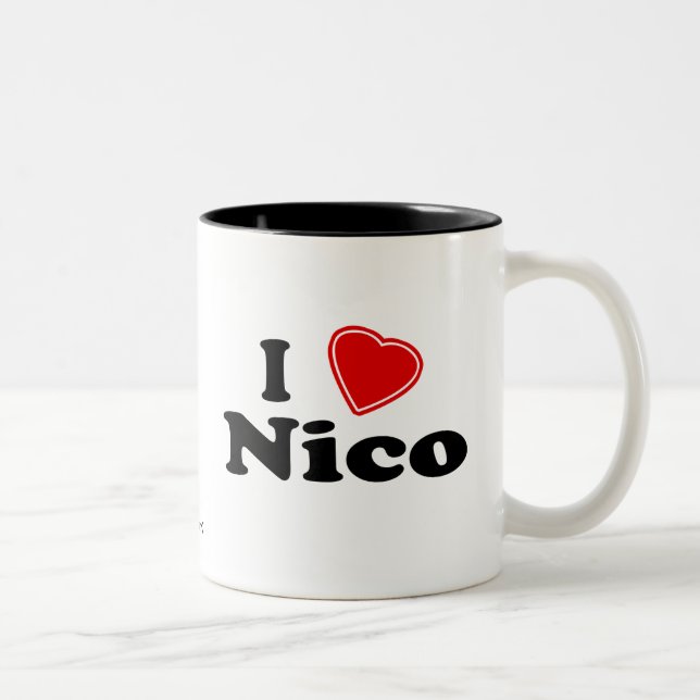 Tasse 2 Couleurs J'aime Nico (Droit)