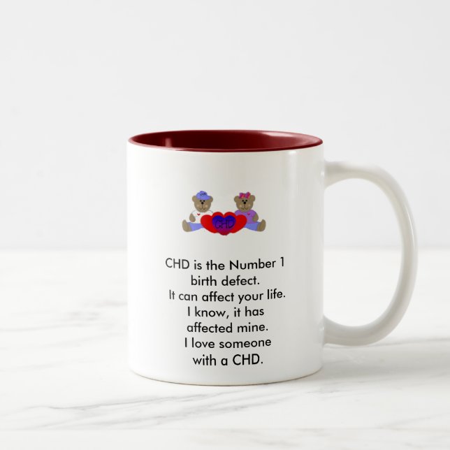 Tasse 2 Couleurs J'aime quelqu'un avec un CHD (Droit)
